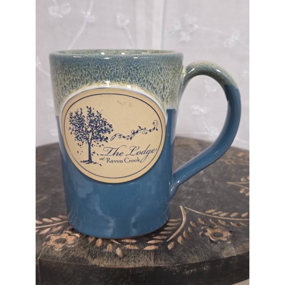 The‎ Lodge at Raven Creek Deneen Pottery Blue Green Glazed Mug Coffee